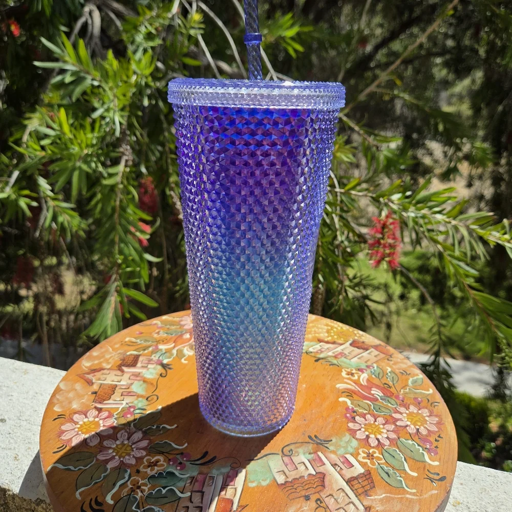 Starbucks RARE Purple Aqua Ombre Mermaid Studded Bling Tumbler Cup 24oz 2021‎
